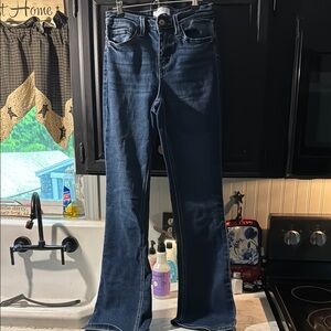 VERVET BY FLYING MONKEY Blue Flare Wide Leg Jeans